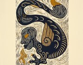 Ingress woodcut print