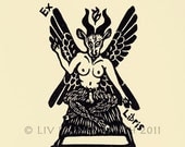 Ex Libris Baphomet woodcut print bookplate