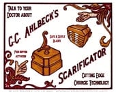 G.C. Ahlbeck's Scarificator bloodletting woodcut print 20x24