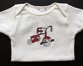 Organic Cotton Tricycle Onesie - blue or red