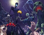 Realistic Minecraft Geekery Horror Art Print - 11 x 14" - "Not Enough Torches"