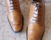 Caramel Colored Leather Fratelli Rossetti Oxfords with Wingtip Toes 7