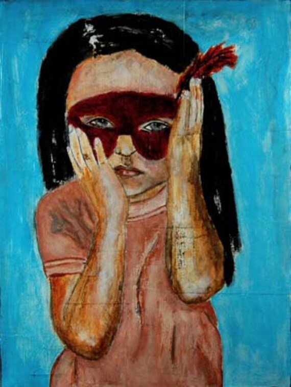 8x10 Matte Print High Resolution Little Girl Wearing Masquerade Mask