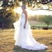 Bohemian Wedding Gown- Some Kind of Wonderful - Full Princess Pearls Blush Ruffle Train Wedding Dress