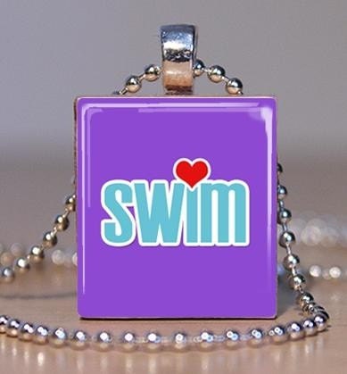 Scrabble Pendant - SWIM LOVE (PURPLE)