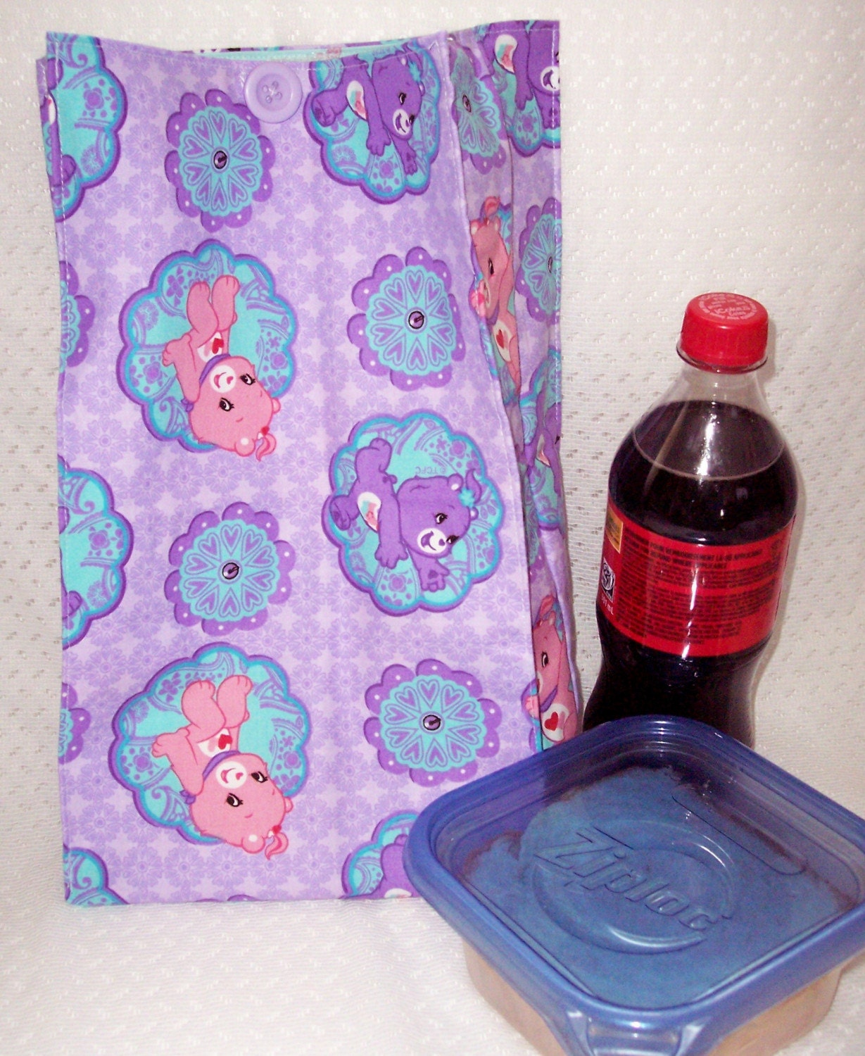 reusable lunch bag - purple carebear
