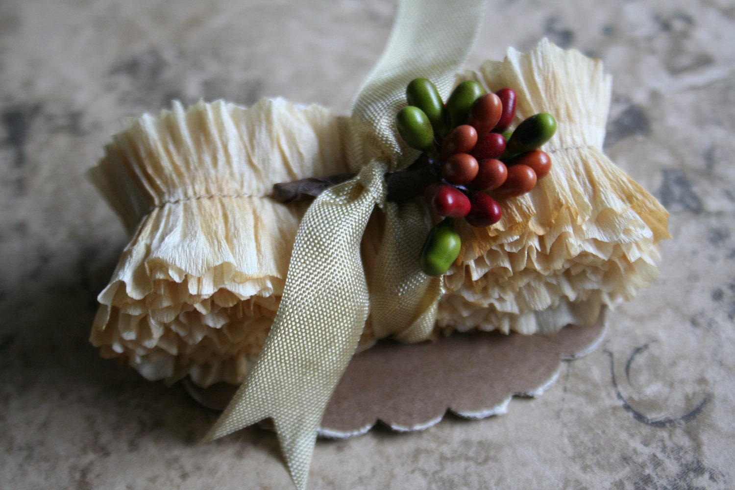 hand dyed crepe paper ruffles.....vintage paper