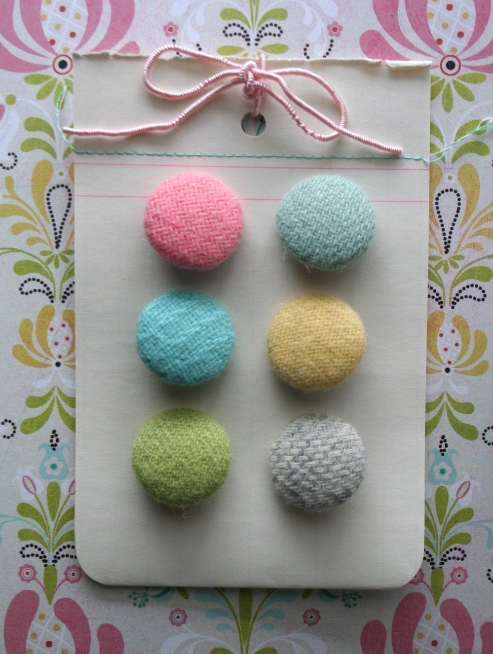 blossom...vintage wool covered button card