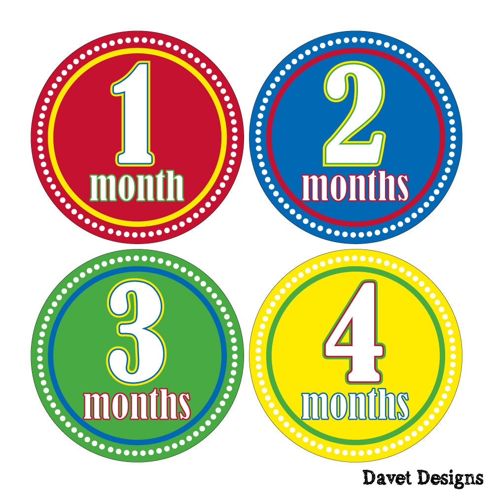 12 Monthly Onesie Waterproof Glossy Stickers - Just Born - Newborn - Weekly stickers available - Design M002-01