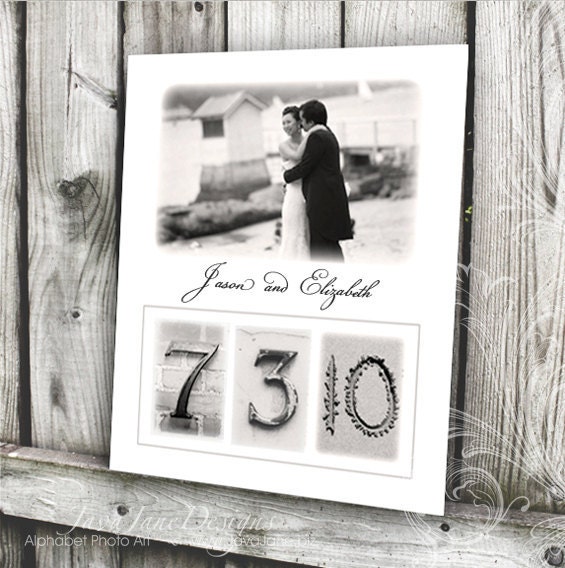 Wedding Anniversary 11x14 Custom Wedding Date Print in Sepia or Black and White Date Photos Personalized with Your 5x7 Photo