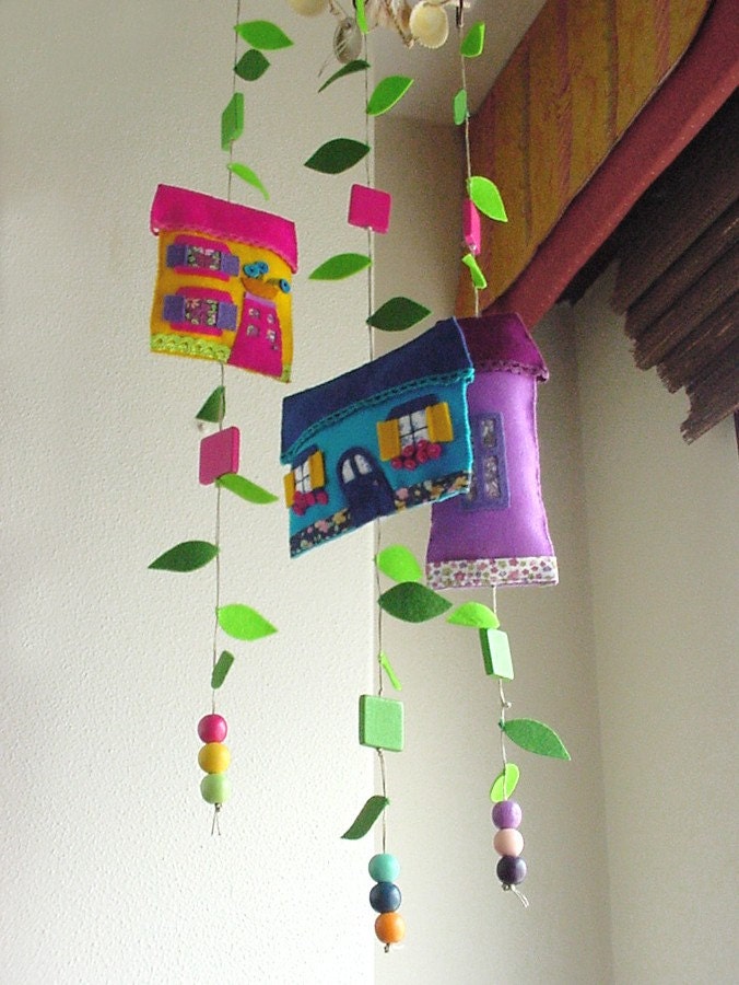 Felt House Mobile - Hanging Purple House