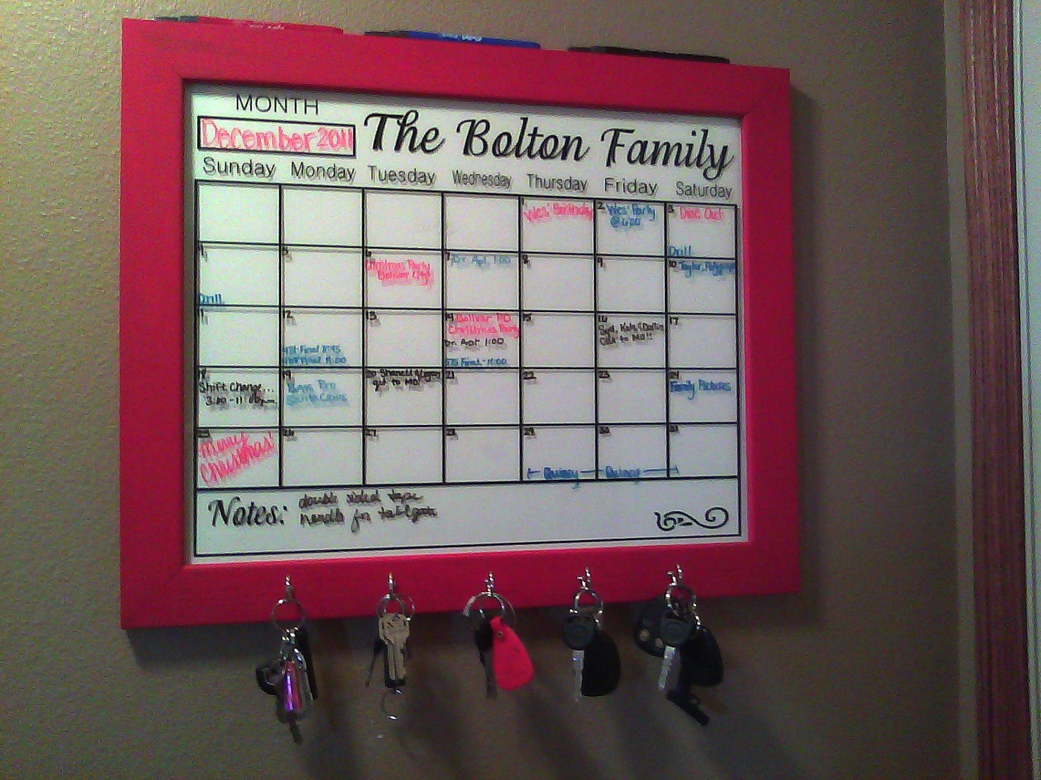 Calendar Decal personalized and REVERSE CUT to fit 16 x 20 frame