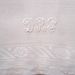 Antique Towel w Triple Monogram White Linen Damask