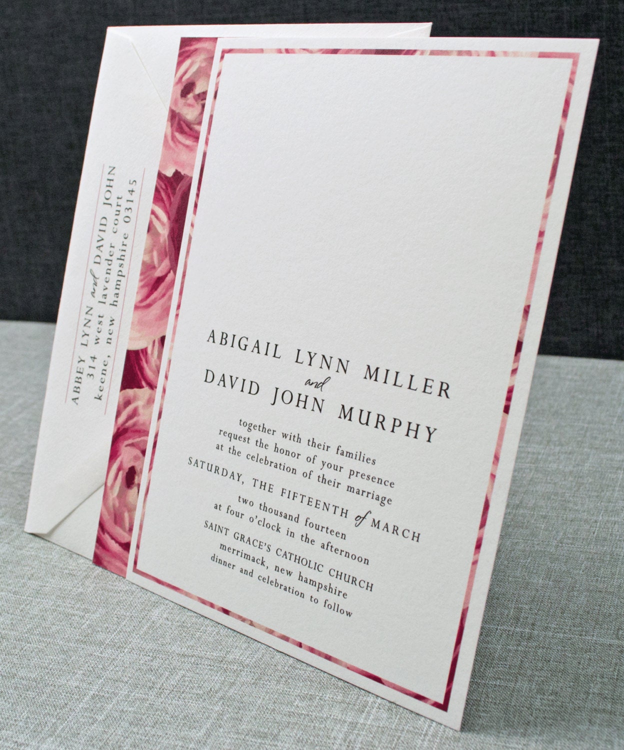 Abigail Wedding Invitation - Ranunculus Floral Pattern (Sample)