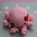 Valentine's Day Pink Amigurumi Octopus Stuffed Animal with Red Hearts