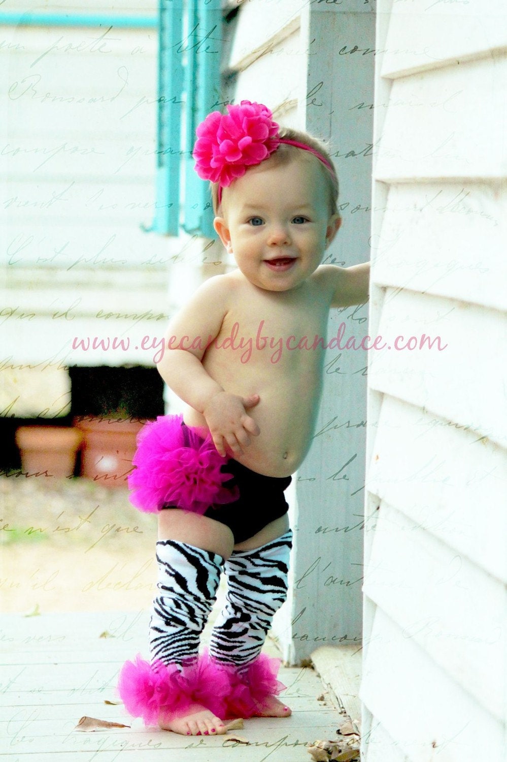 Spring Sale Wild Zebra Bunny Legs Girls Ruffled Tutu leg warmers - Perfect for crawling baby to girls 6X approx 12" long