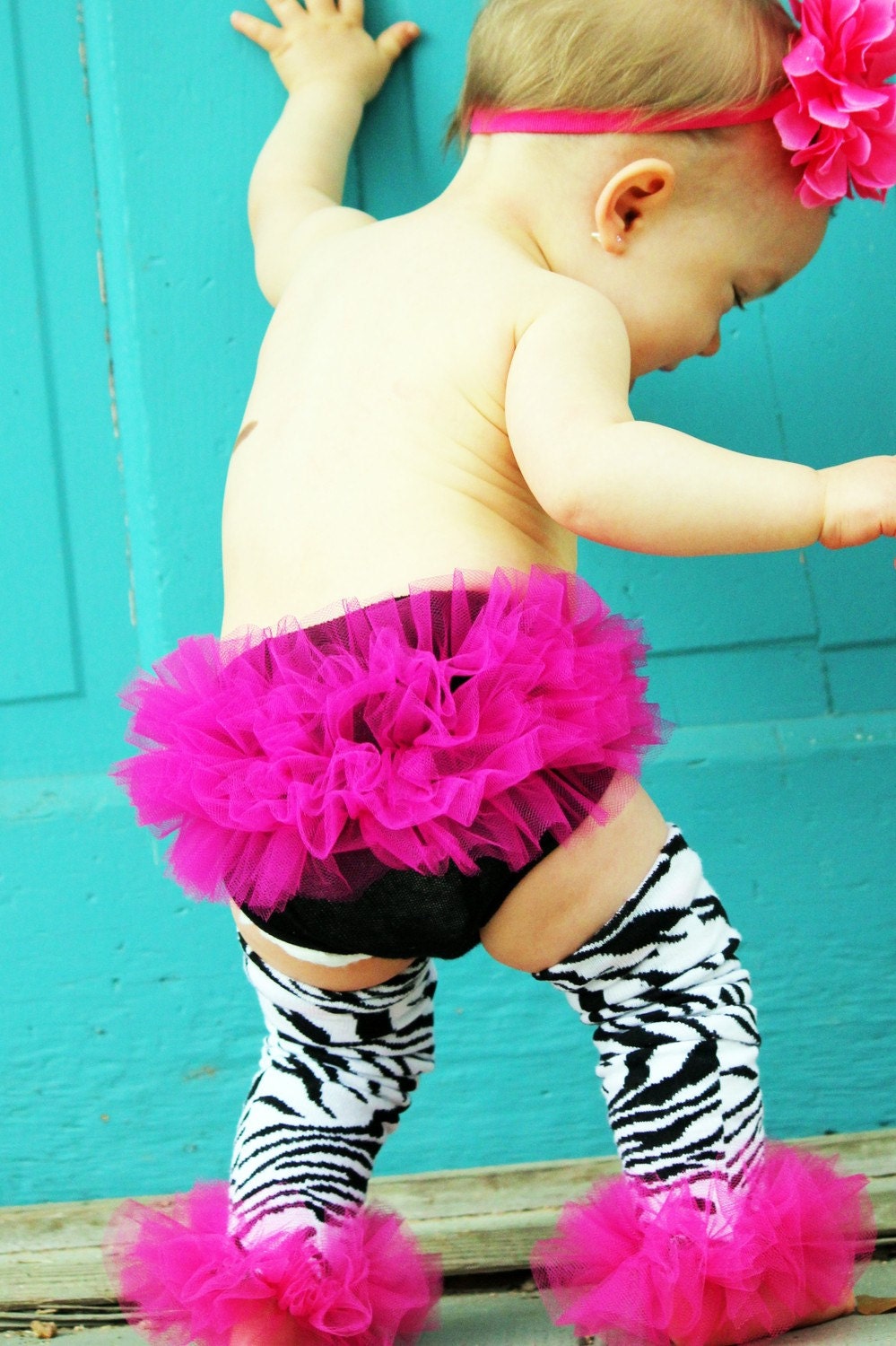 Spring Sale Wild Zebra Bunny Legs Girls Ruffled Tutu leg warmers - Perfect for crawling baby to girls 6X approx 12" long