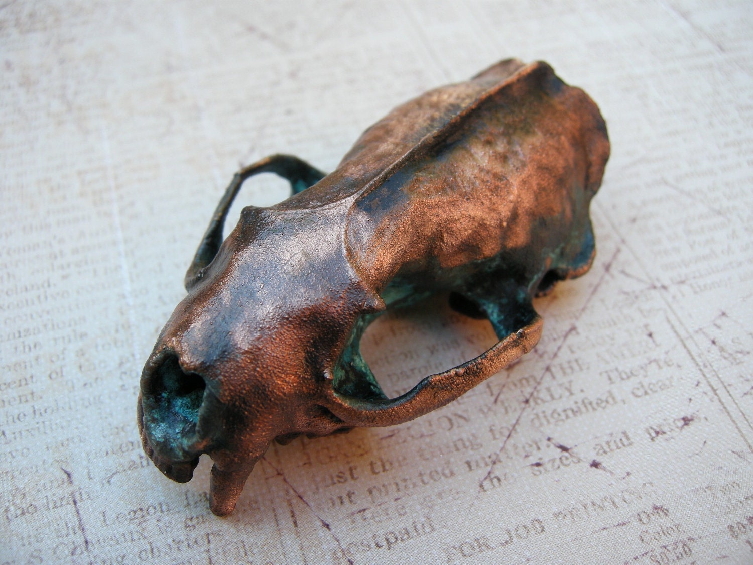 Mink Skull Bone  Necklace - Copper Electroformed