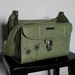 UPCYCLED Asparagus Green VINTAGE Camera Bag or Train Case w Dandelions and Seedlings