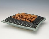 Pillow Shaped Square Bowl In Ice Blue Black by Charan Sachar