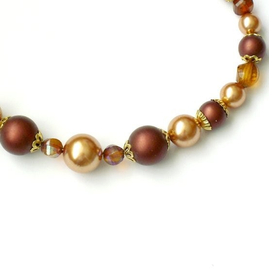 Reconstructed Vintage Beads Necklace Earring Set / Handmade