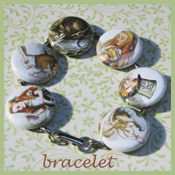 bracelet Alice In Wonderland 8 inch button bracelet