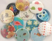 6 assorted fabric covered pocket mirrors 2.25 inches