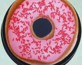 pocket mirror pink iced donut with sprinkles fabric covered pocket mirror