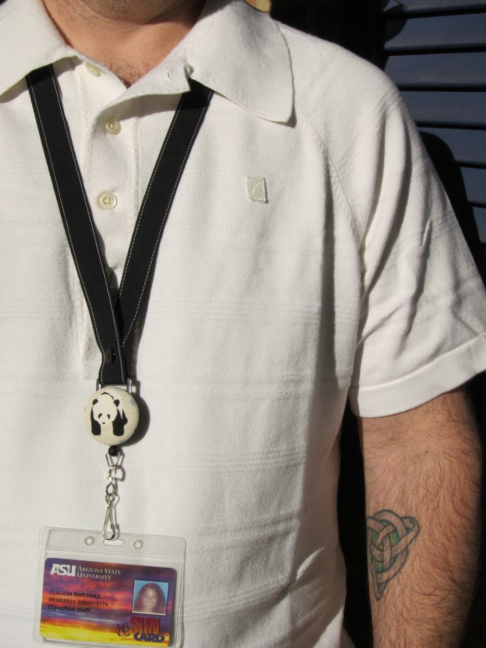 Fabric Lanyard with Retractable Badge Reel - ID Badge Holder - Panda