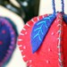 Eco-Friendly Felt Hanging Ornaments - Set of 5 - CORAL REEF in Red, Turquoise and Pink - Made From Recycled And Second-Hand Materials
