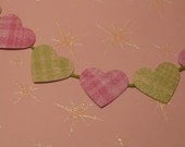 Glittery Sparkle 1" Pink and Green Hearts -  Cake Topper Banner - Wedding, Anniversary, Engagement, Party, Love, etc.