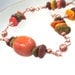 Citrus Colors Necklace Orange Nectarine Tangerine Olive Gemstones, Beaded Copper Chain