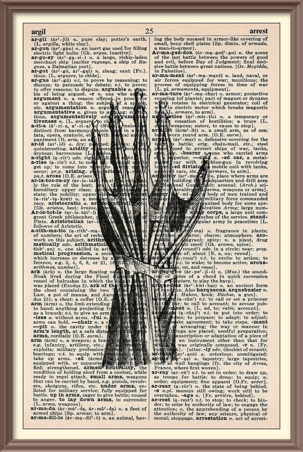 HAND TENDONS--Human Anatomy----Vintage Dictionary Art Print -Fits 8x10 Mat or Frame