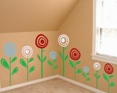 Cute Poppy Flowers - Set of 14 Poppies - Wall Decals - Your Choice of Colors