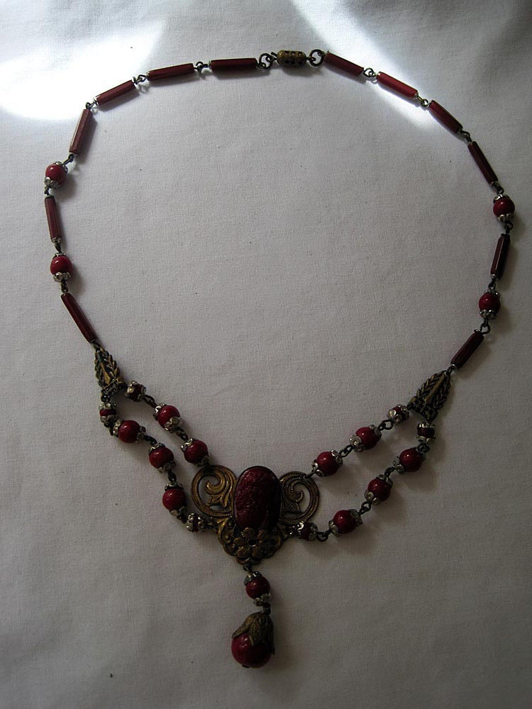 RESERVED Vintage Necklace - Art Nouveau Glass