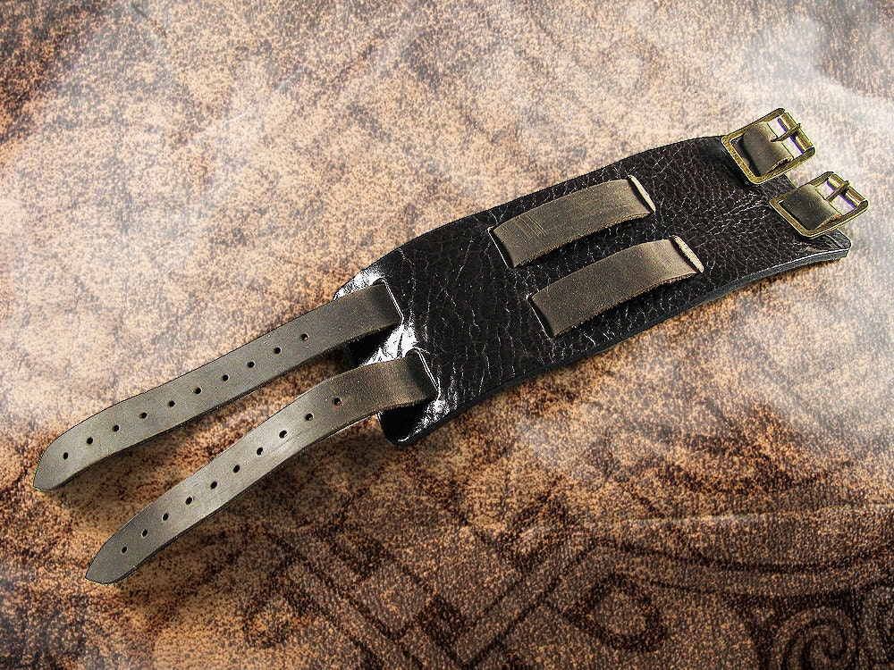 Leather Cuff - Plain Soft Brown Two-Row Band