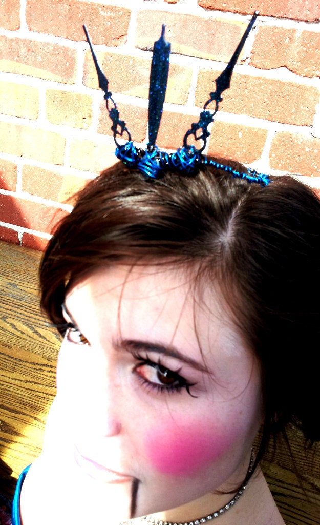 Blue Sparkly Clock Hand Tiara Crown HALLOWEEN SALE 25% OFF