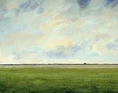 Landscape Oil Painting 24x24 CUSTOM Modern Abstract Sky Cloud Field Art by J Shears