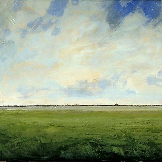 Original Oil Painting 24x24 CUSTOM Modern Abstract Sky Cloud Field LANDSCAPE ART by J Shears