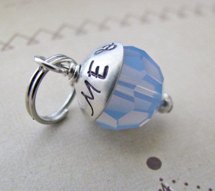 something blue bouquet charm - with personalized bead cap