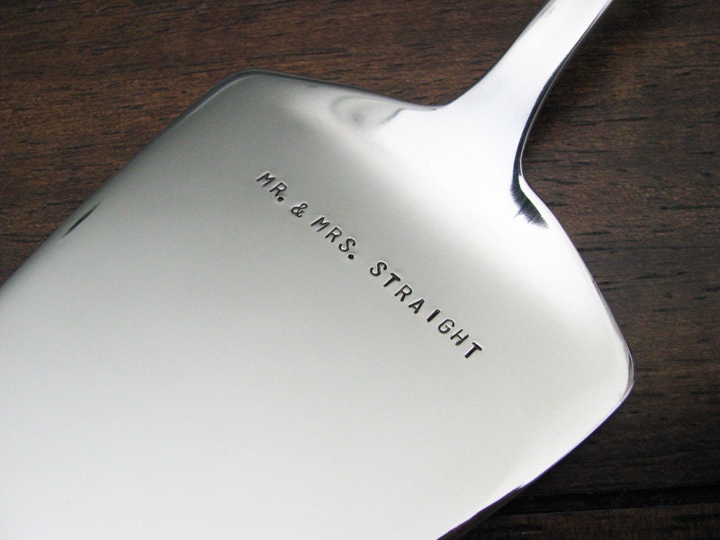 custom wedding cake server - personalize with your names, date