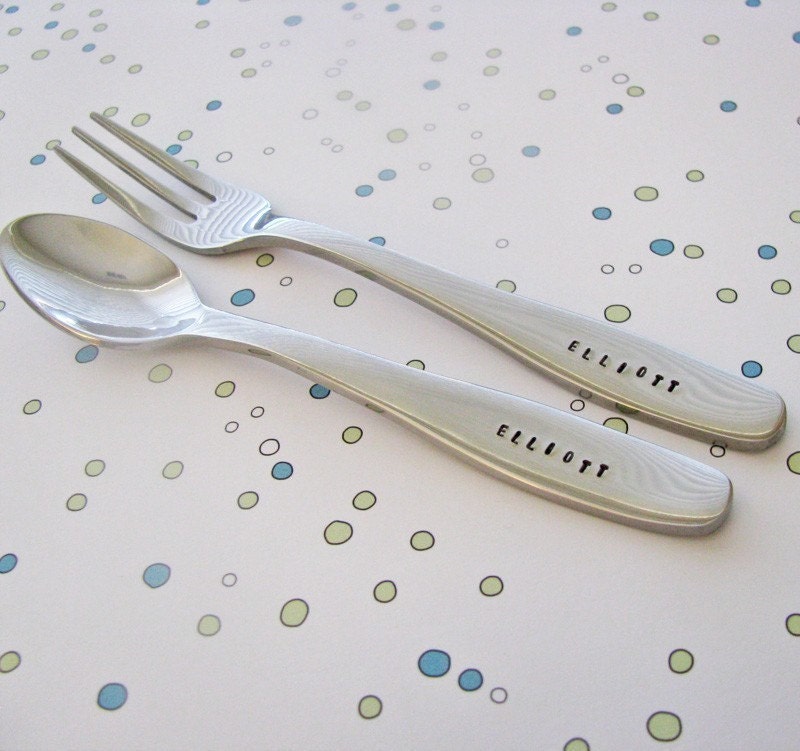 custom baby spoon and fork set