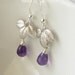 Purple Amethyst and Silver Leaf Trio Earrings - Perfect bridesmaids or birthday gift