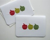 note card set / white apple trio / 4 bar / set of 6