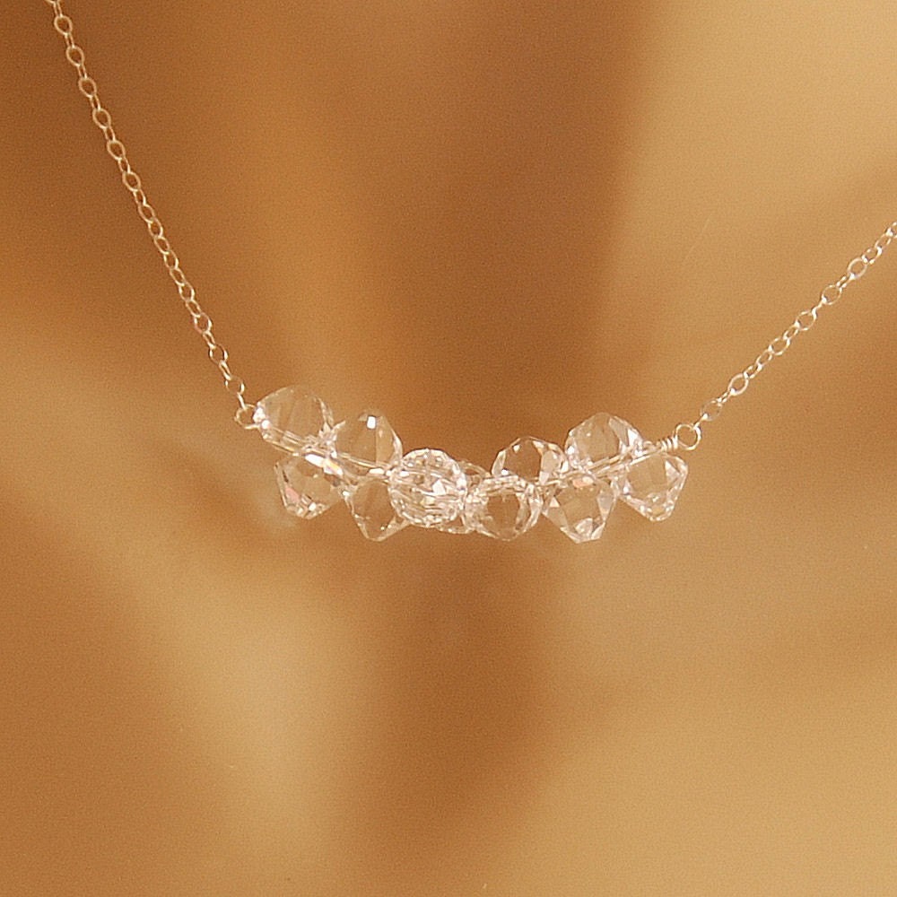 Clear Crystal Pendant Bridal Wedding Necklace - Swarovski Crystals in Sterling for Brides or Bridesmaids - The Mini Ice Branch Necklace