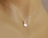 Necklace for Flower Girl, Weddings - Coin Pearl Necklace in Sterling Silver - Child, Junior Bridesmaid, Wedding - Princess Pearl Necklace