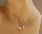 SET OF FIVE - Pearl Bridesmaid Necklace, Wedding Party, Pearl Necklace - Swarovski Pearls in Sterling Silver - Small White Vows Necklace