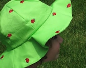 Green Ladybug Sunhat - Floppy Brim Style