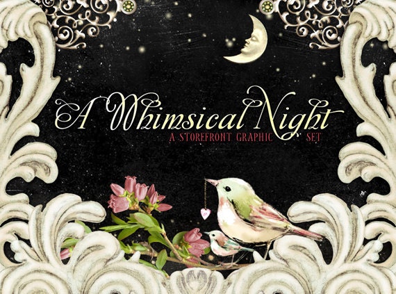 A Whimsical Night // Pre-Designed Etsy Storefront Graphic Set