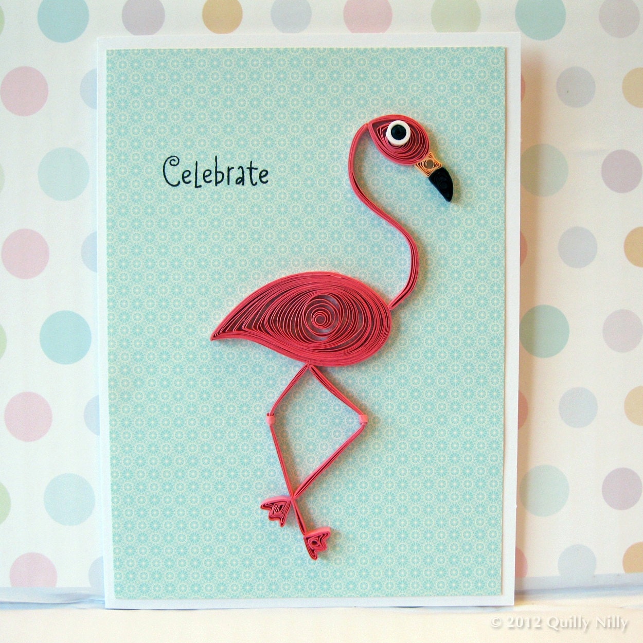 Paper Quilled Pink Flamingo Card